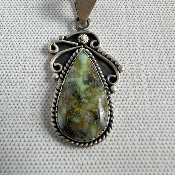 Native American Style Sterling Silver and Palomino Turquoise Pendant - Picture 2 of 11